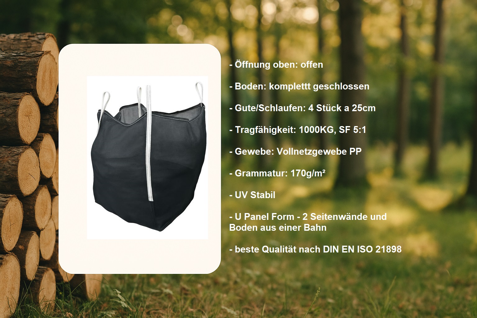 Holzbag, Holz bag, Woodbag, Big Bag holz, Holz big bag Premium Holzbag Woodbag